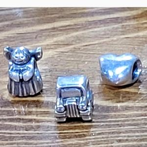 Retired Sterling Silver Pandora Charms, Lot of 3